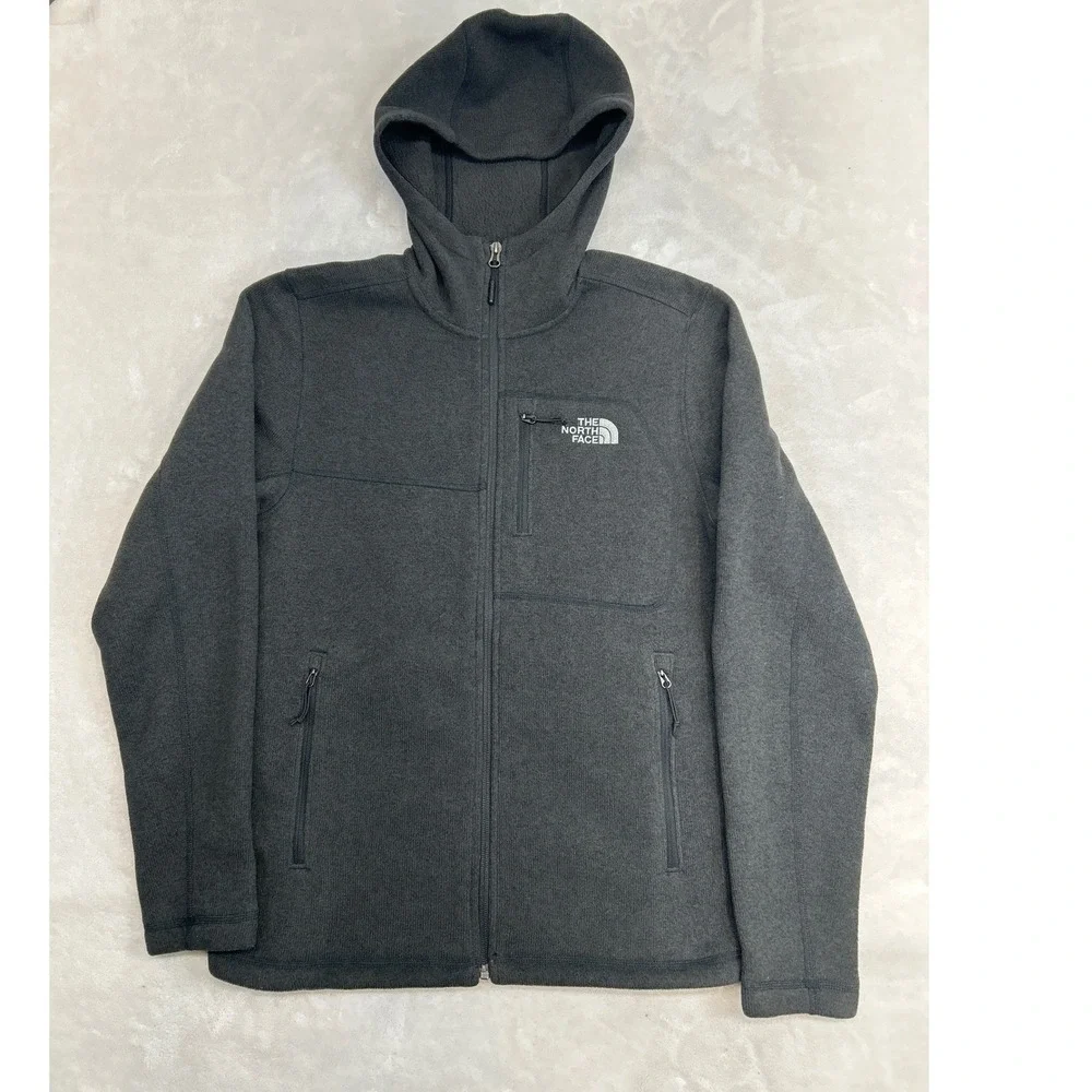 The North Face Hooded Jacket Mens S Gray Zip Hooded Gordon Lyons Knit Sweater